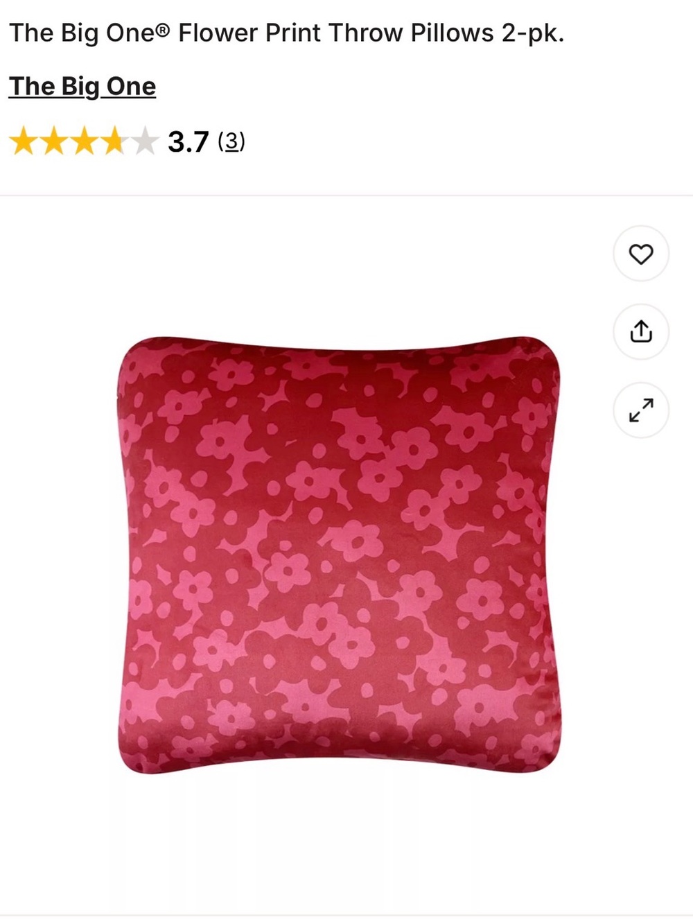 The Big One Pink Floral Accent Pillow - Bold Two-Tone Pink